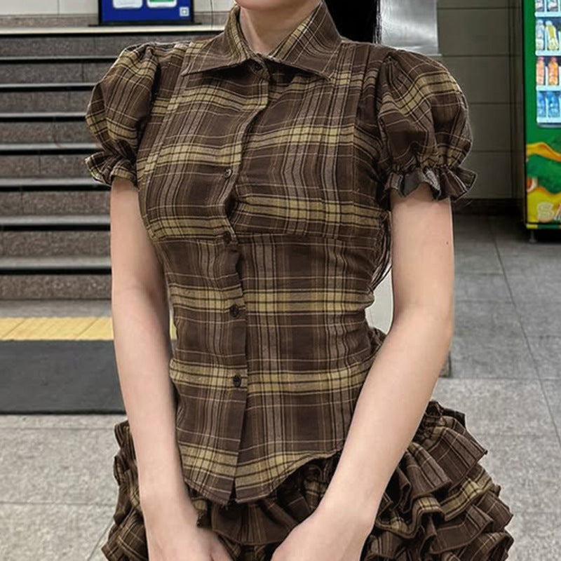 Plaid Pleated Mini Skirt with Tulle Tutu Underlay - College Style, High-Waist, Slim-Fit LONDYN UPBRINGING