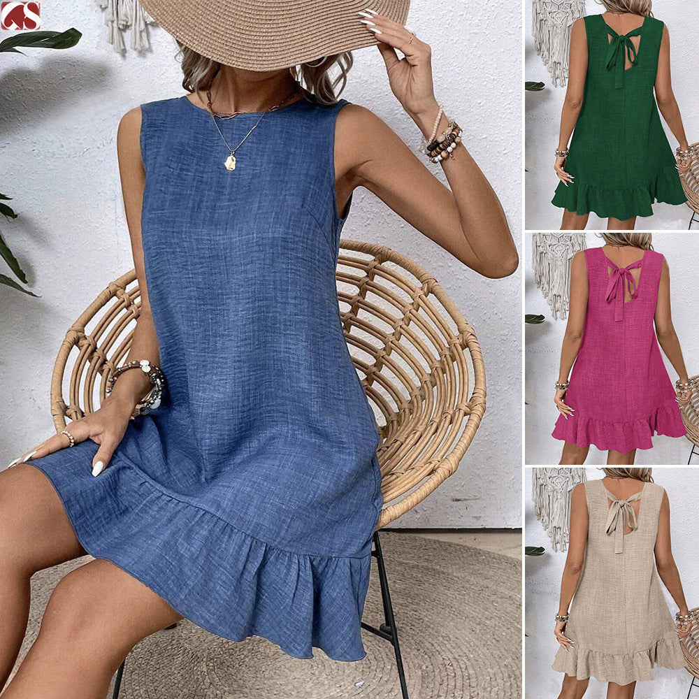 Women's Summer Ruffle Dress: Loose, Sleeveless Straight Beach Style LONDYN UPBRINGING