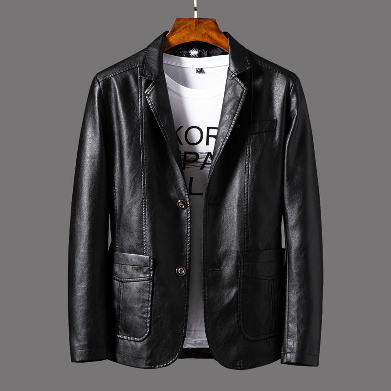 Men’s Leather Lapel Jacket – Thin Autumn & Winter Coat for Stylish Casual Wear LONDYN UPBRINGING