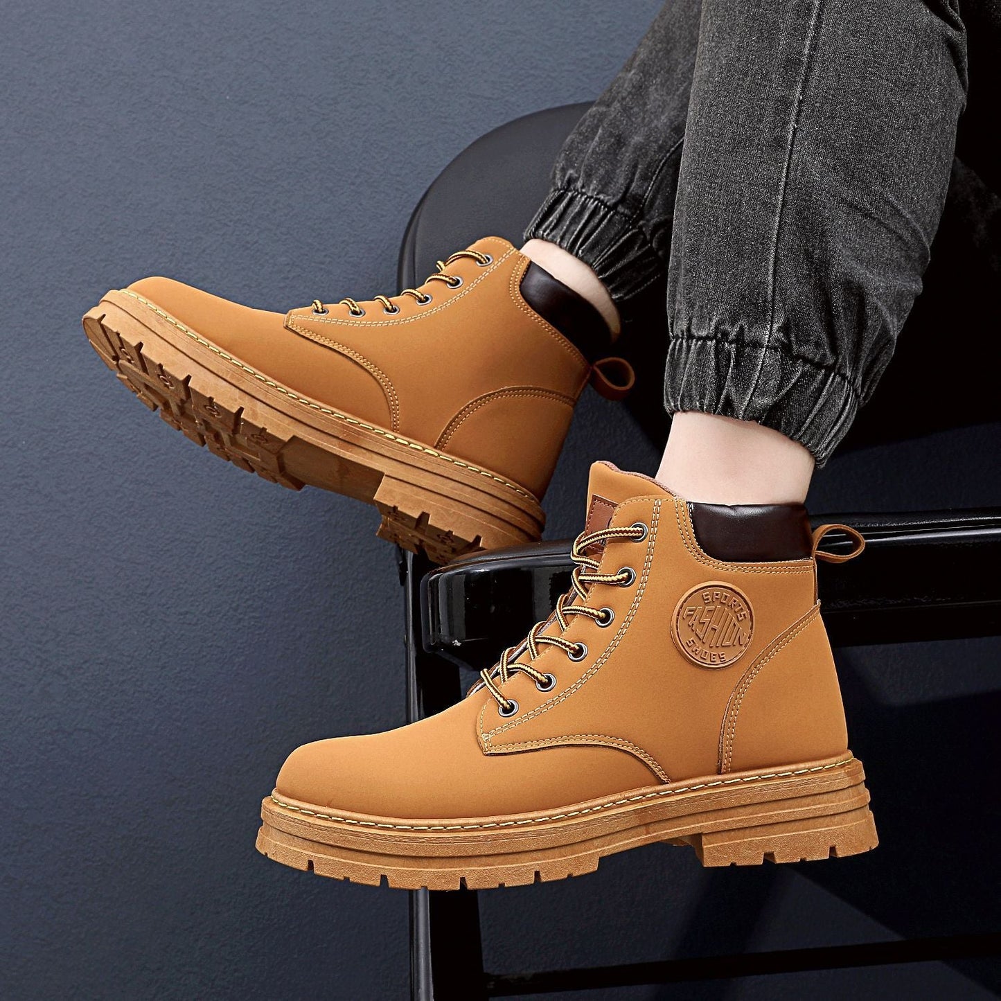 Men’s Winter Boots – Chunky Mid-Heel Fashion Ankle Boots for Style & Warmth LONDYN UPBRINGING