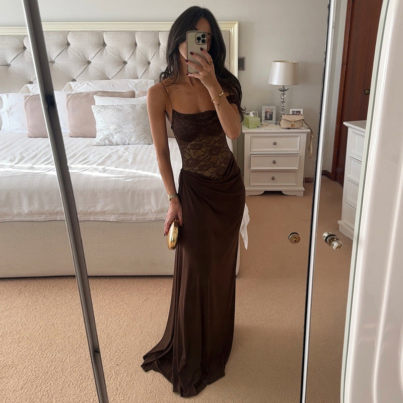 Sheer Lace Elegant Maxi Dress Women Sleeveless Backless Chic Evening Dress Off Shoulder Fashion Midi Dresses Slim Summer Dresses LONDYN UPBRINGING