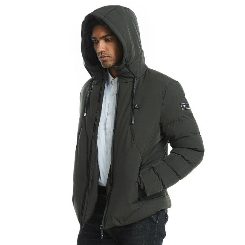 Unisex USB Heated Down Jacket – Smart Electric Cotton Coat with Hood for Winter Outdoor, Hiking & Ski Wear (Up to 7XL) LONDYN UPBRINGING