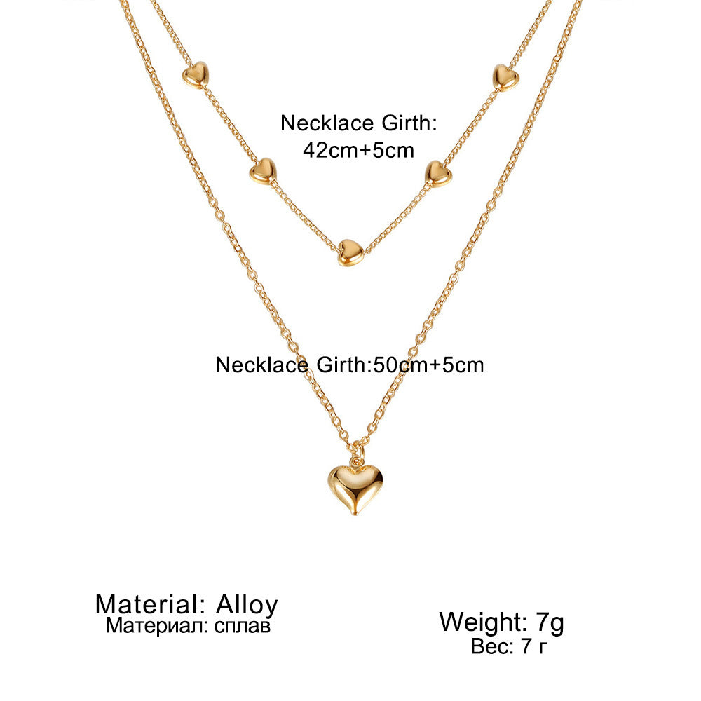Double-layer Heart Pendant Fine Chain Necklace For Women Multilayer Gold Color Metal Necklaces Fashion Jewelry Accessories LONDYN UPBRINGING
