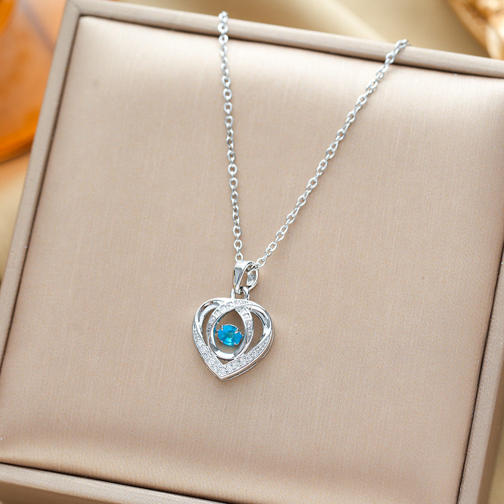 "Dancing Love" Heart Necklace with Rhinestones | Trendy Creative Clavicle Chain for Valentine's Day Gift LONDYN UPBRINGING