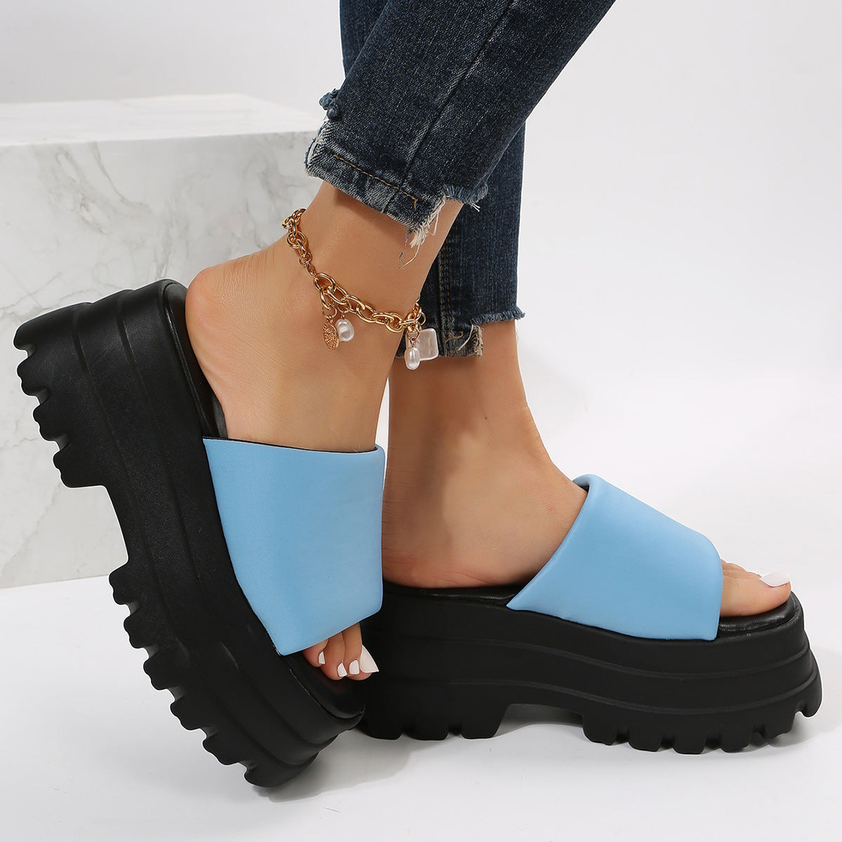 Women's Cow Print Peep Toe Slip-On Sandals: Summer Fashion Flat/Mid High Heel Mules LONDYN UPBRINGING