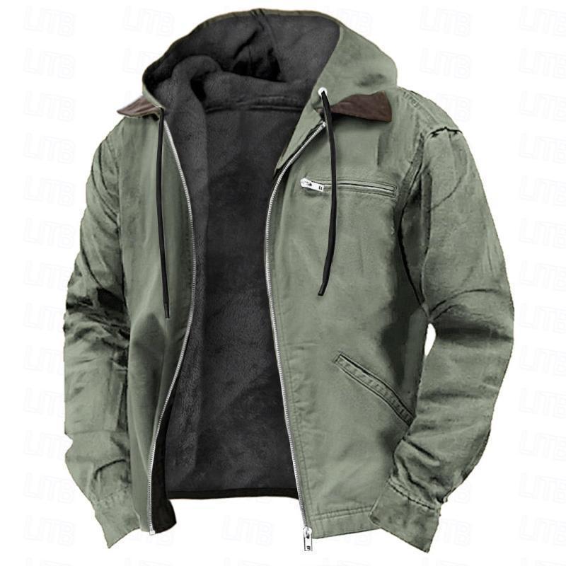 Men’s Winter Hooded Fleece Jacket – Warm Zip-Up Coat with Pockets for Casual Outdoor Comfort LONDYN UPBRINGING