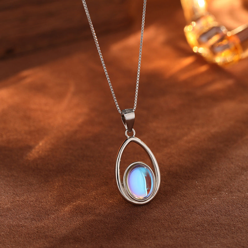 Rainbow Moonstone Pendant Necklace for Women | Genuine 925 Sterling Silver | June Birthstone Jewelry Gift LONDYN UPBRINGING
