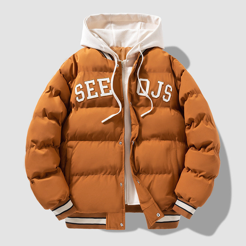 Men’s Fashion Letter Hooded Coat – Warm Cotton Winter Jacket with Zipper for Teens & Adults LONDYN UPBRINGING