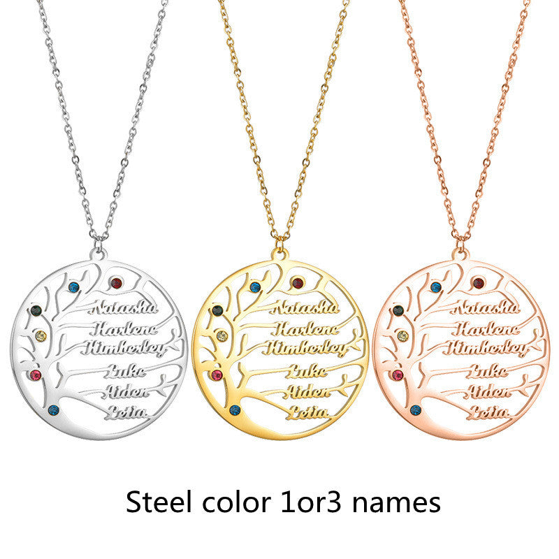 Personalized Golden Tree of Life Name Necklace | Custom Stainless Steel Family Gift LONDYN UPBRINGING