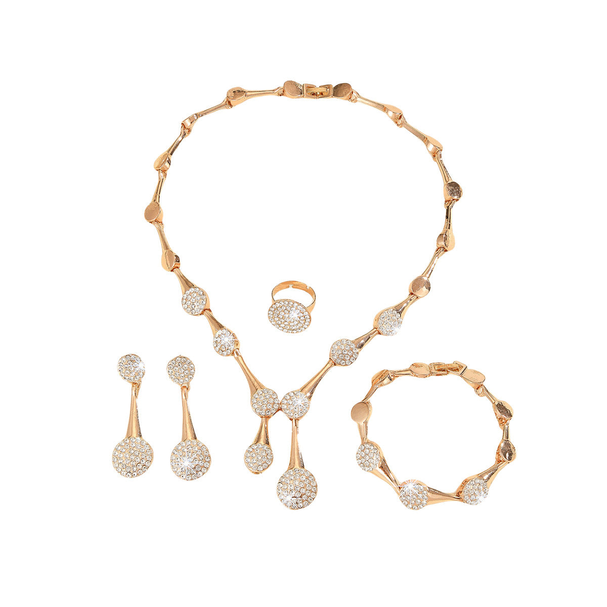 Exquisite Gold Diamond Necklace & Earrings Suite Set | 18K Luxury Bridal Fine Jewelry Gift LONDYN UPBRINGING