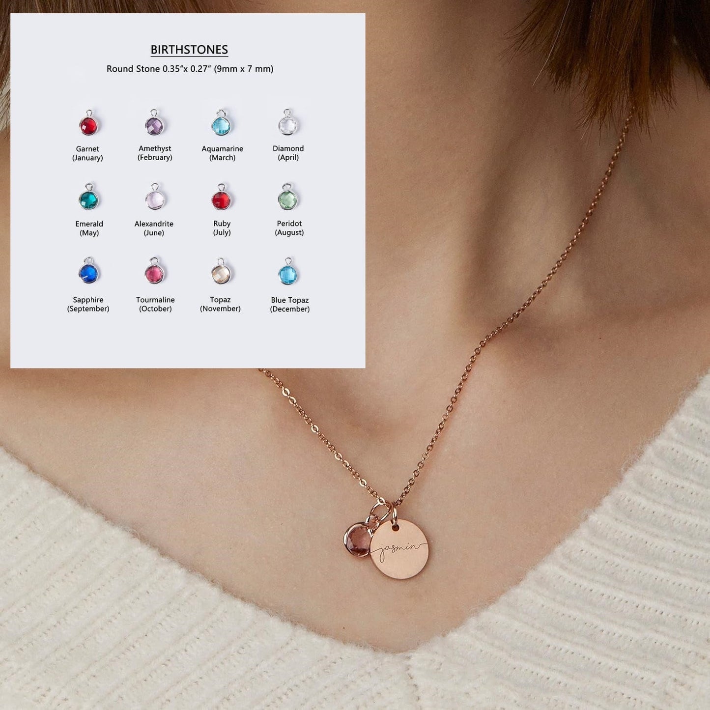 Personalized Birthstone Name Necklace | Custom Engraved Stackable Jewelry Gift LONDYN UPBRINGING