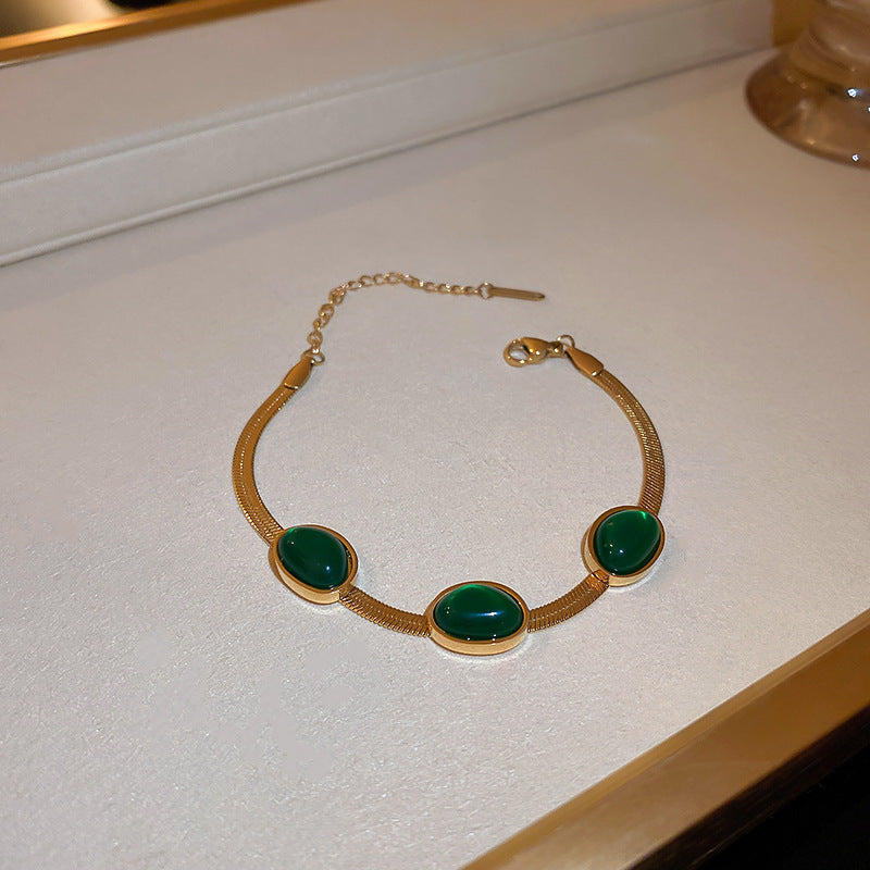 Boho Multilayer Necklace for Women | Green Stone Crystal Pendant & Snake Chain Fashion Jewelry LONDYN UPBRINGING