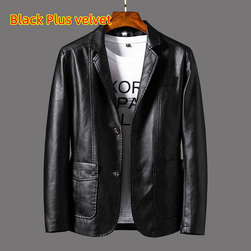 Men’s Leather Lapel Jacket – Thin Autumn & Winter Coat for Stylish Casual Wear LONDYN UPBRINGING