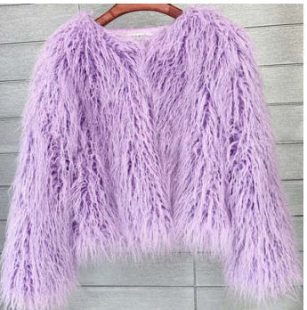 Plus Size Colorful Boho Faux Fur Coat - Women's Shaggy Winter Jacket LONDYN UPBRINGING
