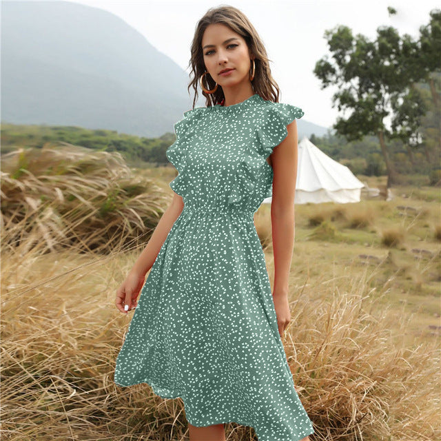 Women's Polkadot Chiffon Maxi Dress for Summer LONDYN UPBRINGING