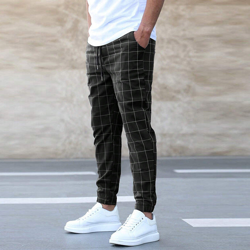 Men’s Plaid Print Pants – Casual Drawstring Trousers for Stylish Everyday Wear LONDYN UPBRINGING
