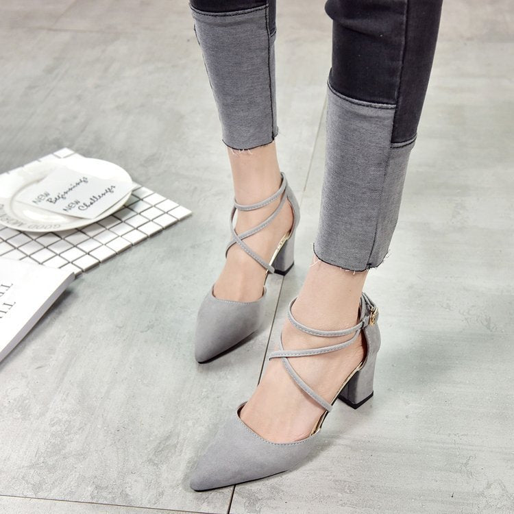 Korean Fashion Pointed Toe Buckle Strap High Heel Sandals: K-Style Ankle Strap Stiletto LONDYN UPBRINGING