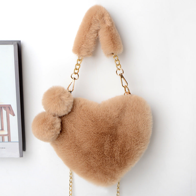 Women’s Love Plush Handbag – Soft Furry Shoulder Bag for Valentine’s Day & Party Outfits LONDYN UPBRINGING