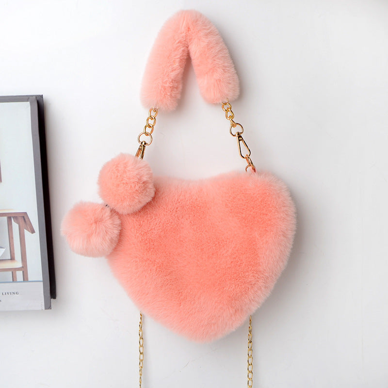 Women’s Love Plush Handbag – Soft Furry Shoulder Bag for Valentine’s Day & Party Outfits LONDYN UPBRINGING