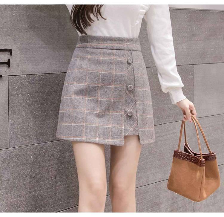 Plaid Woolen Irregular Mini Skirt for Women – High Waist Winter Short Skirt LONDYN UPBRINGING