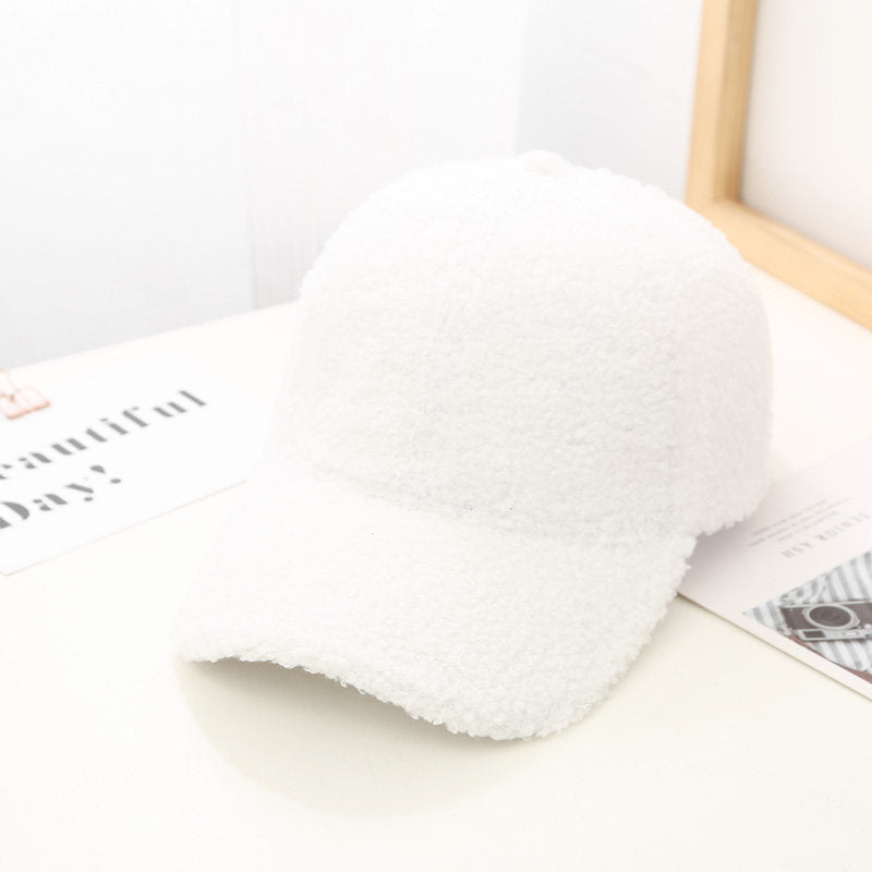 Women's Korean Style Lambswool Baseball Cap | Warm Solid Color Winter Dad Hat LONDYN UPBRINGING