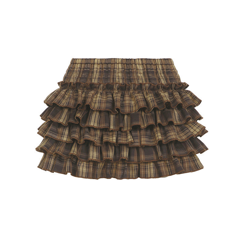 Plaid Pleated Mini Skirt with Tulle Tutu Underlay - College Style, High-Waist, Slim-Fit LONDYN UPBRINGING