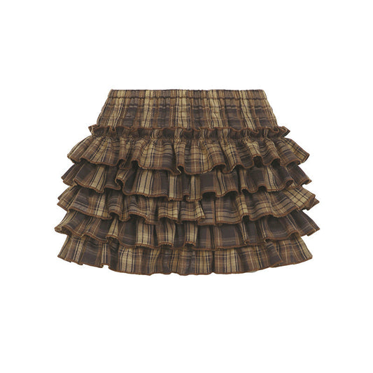 Plaid Pleated Mini Skirt with Tulle Tutu Underlay - College Style, High-Waist, Slim-Fit LONDYN UPBRINGING