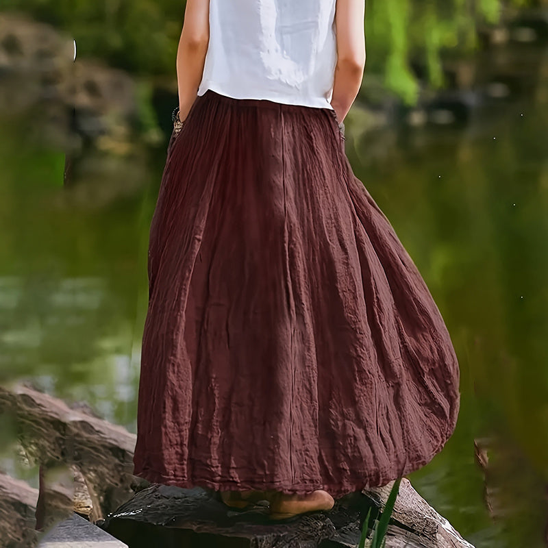 Bohemian Flowy Maxi Skirt for Women: High Waist A-Line Long Skirt with Pockets LONDYN UPBRINGING