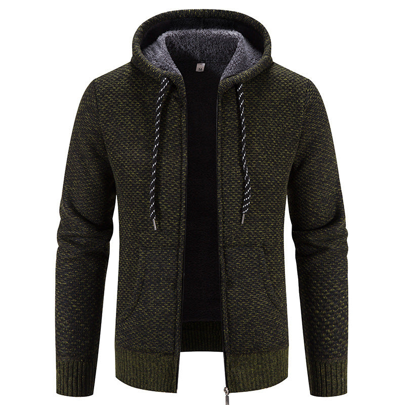 Men’s Winter Plush Hoodie Coat – Thick Warm Zipper Jacket with Drawstring Hood for Cozy Casual Daily Wear LONDYN UPBRINGING