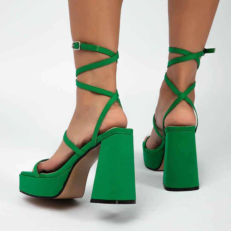 Women's Strap High Heel Chunky Sandals: Fashion Summer Block Heel Pumps LONDYN UPBRINGING