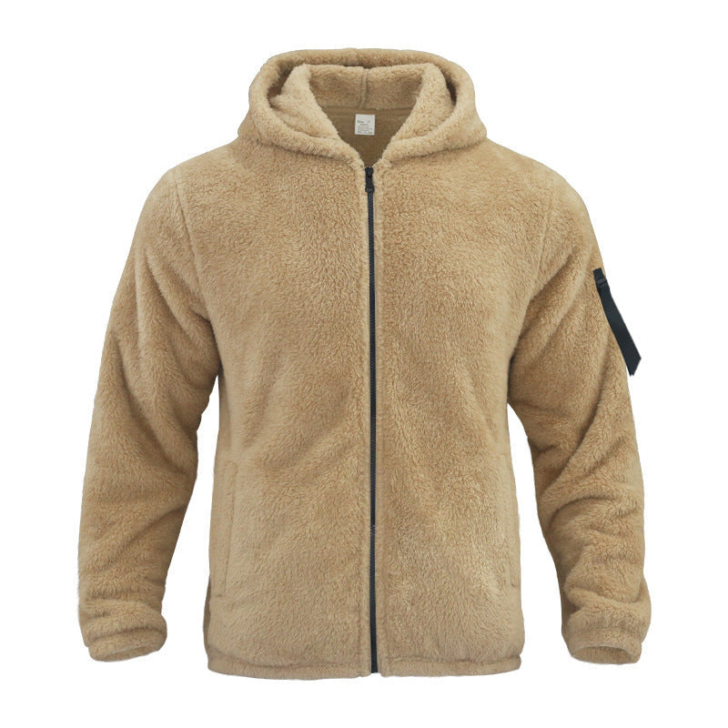 Men’s Plush Fleece Hooded Jacket – Double-Sided Warm Zipper Coat for Autumn & Winter Outdoor Casual Wear LONDYN UPBRINGING