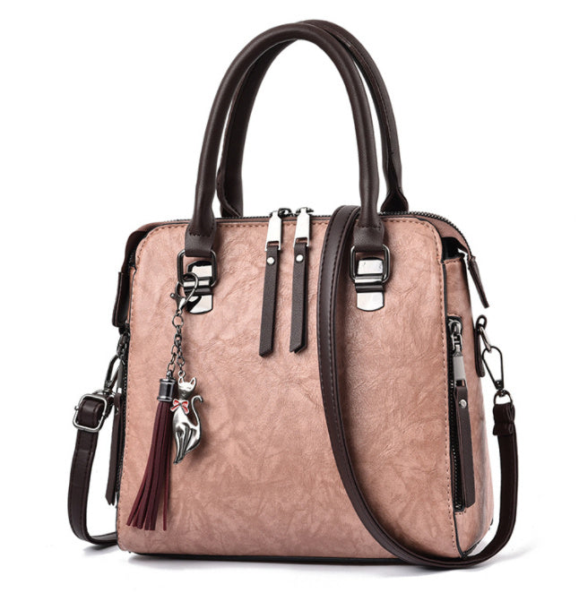 Vintage PU Leather Handbag for Women – Luxury Large Capacity Tote with Tassel & Top Handle Shoulder Bag LONDYN UPBRINGING