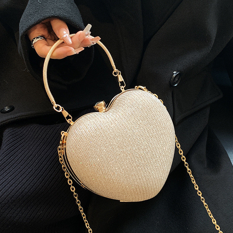 New Fashion Chain Crossbody Bag – Cute Peach Heart Handheld Purse for Women LONDYN UPBRINGING