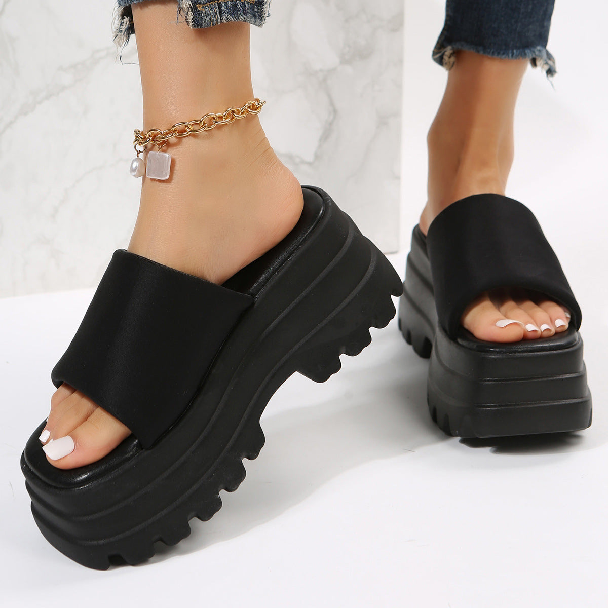 Women's Cow Print Peep Toe Slip-On Sandals: Summer Fashion Flat/Mid High Heel Mules LONDYN UPBRINGING