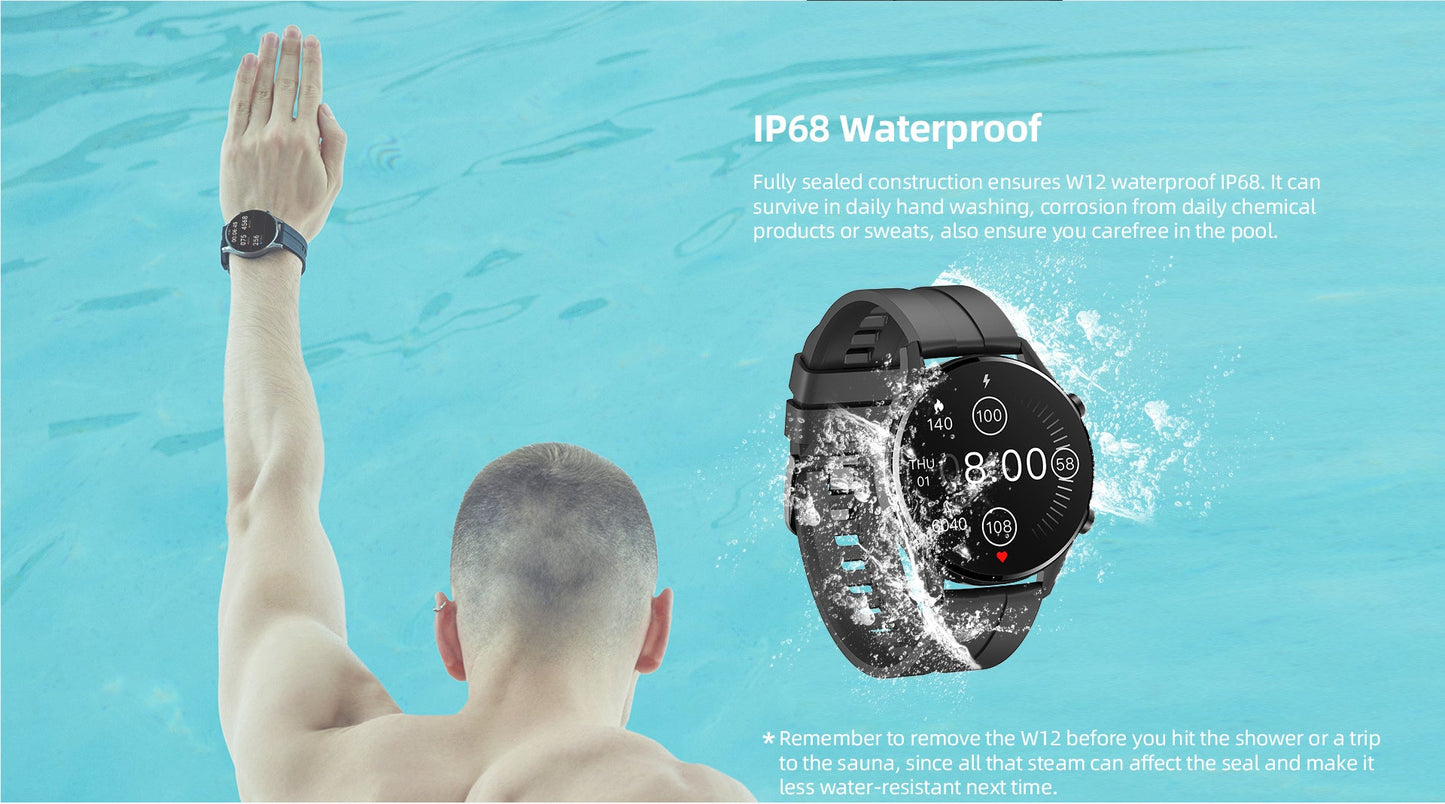 IMILAB W12 Smart Watch – Bluetooth Sports Fitness Tracker with Heart Rate Monitor, IP68 Waterproof for Men & Women LONDYN UPBRINGING