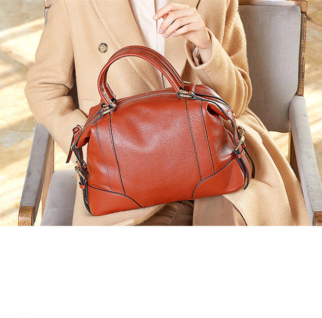 European & American Style Cowhide Leather Handbag for Women – Luxury Top Layer Genuine Leather Tote LONDYN UPBRINGING