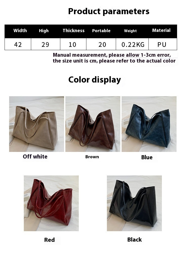 Vintage-Style Leather Tote Bag | Women's Large Capacity Casual Shoulder Bag LONDYN UPBRINGING