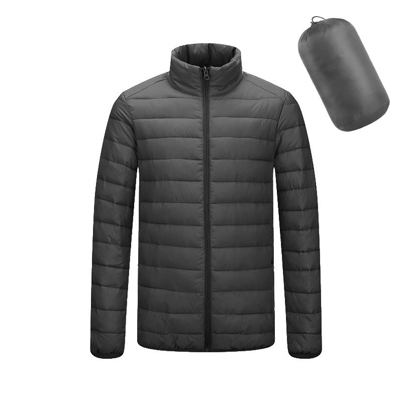 Men’s Lightweight Hooded Winter Jacket – Warm Solid Color Zipper Coat for Fashionable & Portable Outerwear LONDYN UPBRINGING
