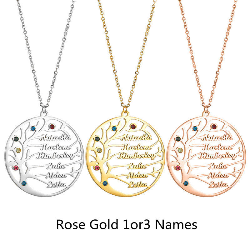Personalized Golden Tree of Life Name Necklace | Custom Stainless Steel Family Gift LONDYN UPBRINGING