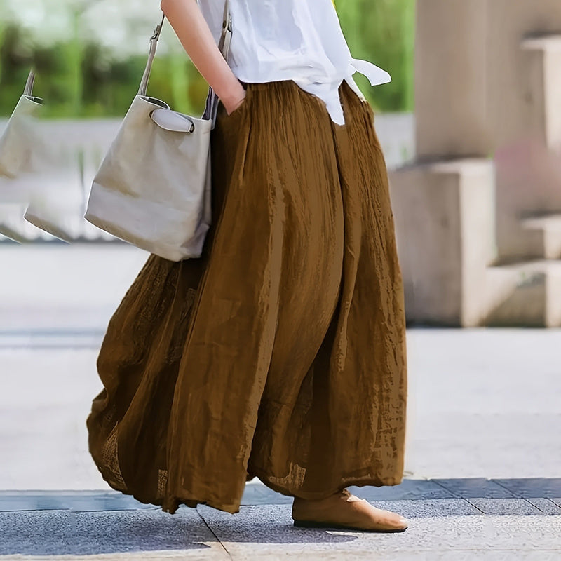 Bohemian Flowy Maxi Skirt for Women: High Waist A-Line Long Skirt with Pockets LONDYN UPBRINGING
