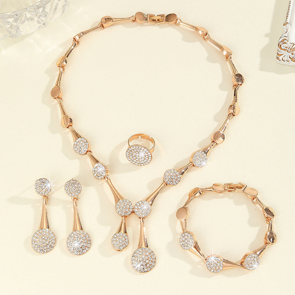 Exquisite Gold Diamond Necklace & Earrings Suite Set | 18K Luxury Bridal Fine Jewelry Gift LONDYN UPBRINGING