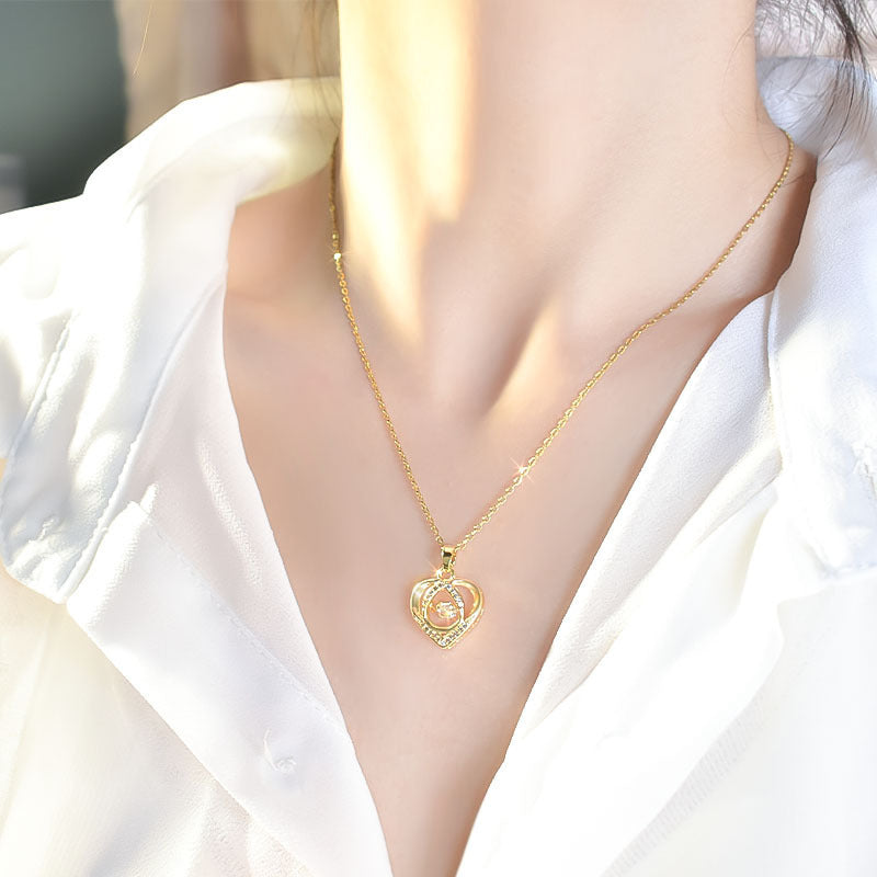 "Dancing Love" Heart Necklace with Rhinestones | Trendy Creative Clavicle Chain for Valentine's Day Gift LONDYN UPBRINGING
