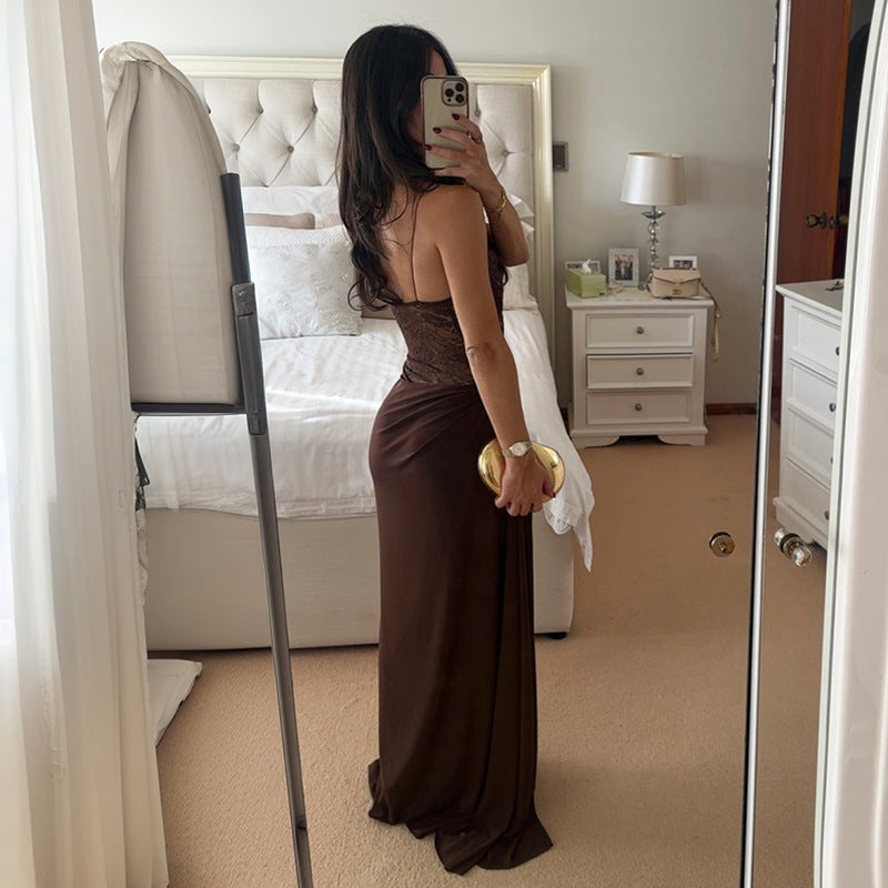 Sheer Lace Elegant Maxi Dress Women Sleeveless Backless Chic Evening Dress Off Shoulder Fashion Midi Dresses Slim Summer Dresses LONDYN UPBRINGING