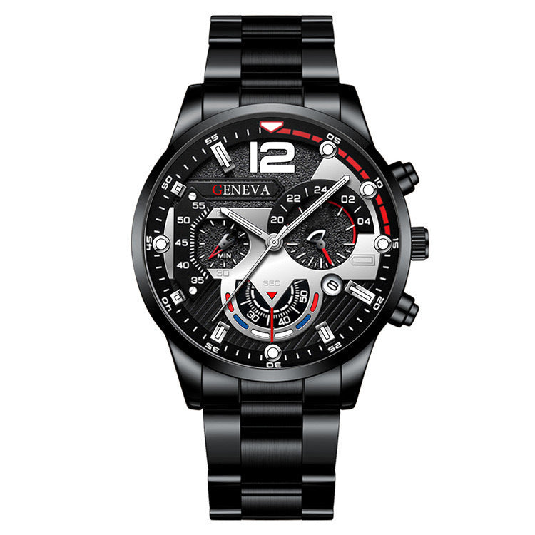 2PCS Men’s Quartz Watch & Bracelet Set – Steel Strip Fashion Business Watches, Perfect Valentine’s Gift LONDYN UPBRINGING