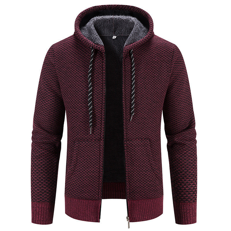 Men’s Winter Plush Hoodie Coat – Thick Warm Zipper Jacket with Drawstring Hood for Cozy Casual Daily Wear LONDYN UPBRINGING