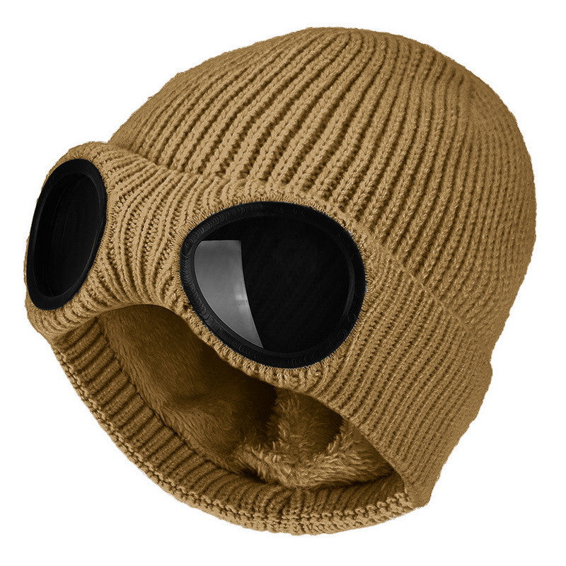Unisex Knit Beanie with Built-in Windproof Goggles | Warm Wool Ear Protection Cap LONDYN UPBRINGING