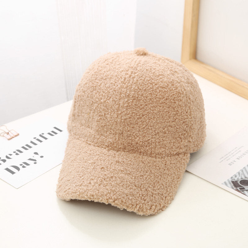 Women's Korean Style Lambswool Baseball Cap | Warm Solid Color Winter Dad Hat LONDYN UPBRINGING