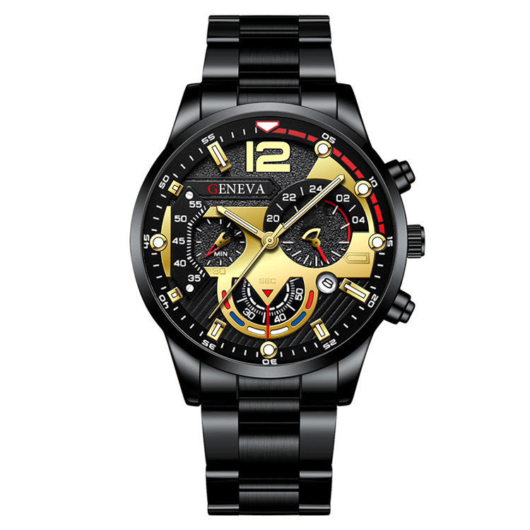 2PCS Men’s Quartz Watch & Bracelet Set – Steel Strip Fashion Business Watches, Perfect Valentine’s Gift LONDYN UPBRINGING