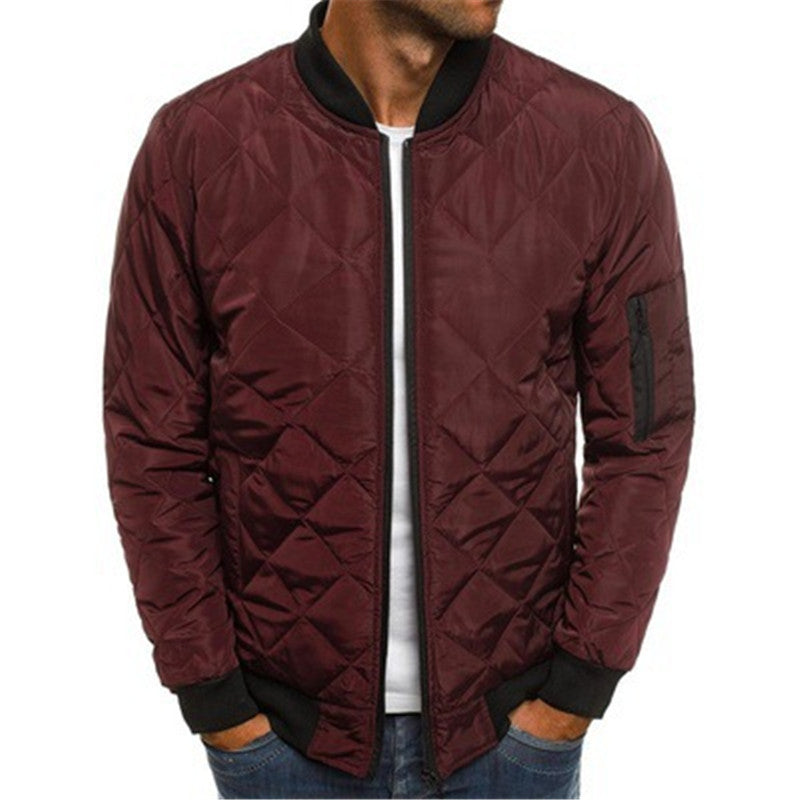Solid Color Coat Winter Stand Collar Jacket For Men Fashion Rhombus Sewing Design Coat Casual Business Clothing LONDYN UPBRINGING