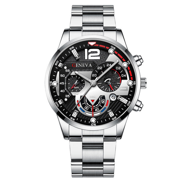 2PCS Men’s Quartz Watch & Bracelet Set – Steel Strip Fashion Business Watches, Perfect Valentine’s Gift LONDYN UPBRINGING